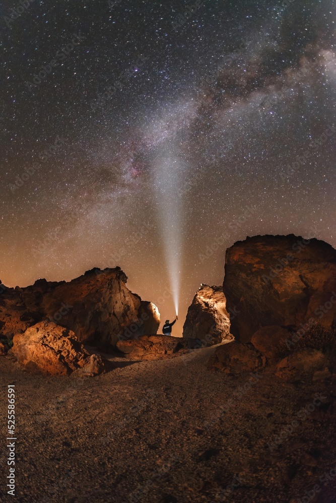 Milky Way over rocks on Teide volcano