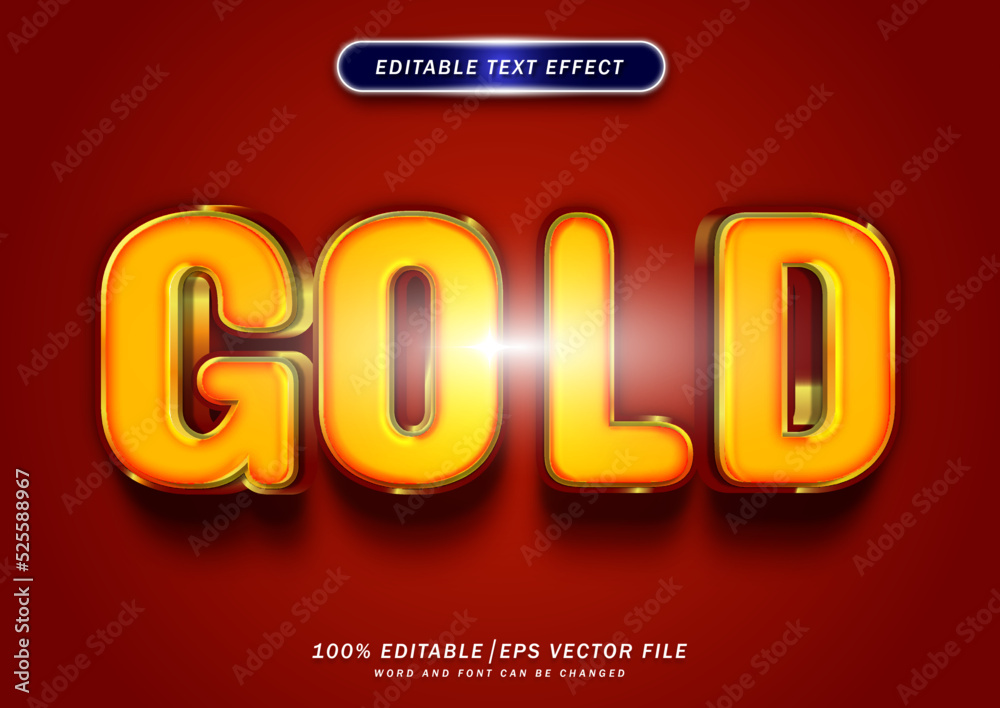 Gold text effect editable. 3d emboss cartoon editable text effect