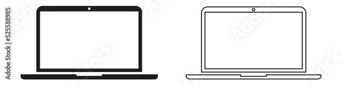Laptop icons set. Black icons isolated on a white background. Vector illustration eps10