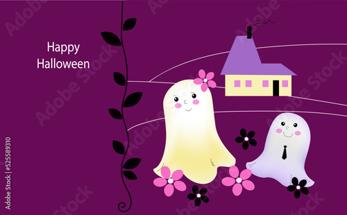 halloween background with ghosts