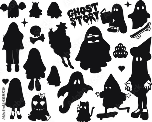 Ghost Halloween Flat Silhouettes Bundle