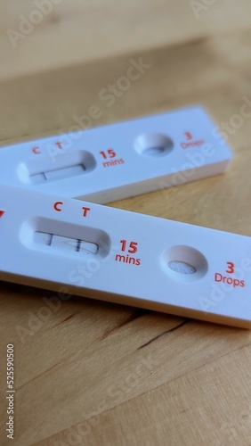 Positive and negative at-home indicator health test, COVID, covid-19, pandemic