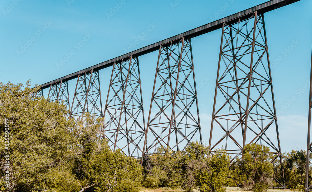 Iron steel high level viaduct train bridge