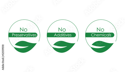 no preservatives, no additives, no chemicals icon set vector illustration 