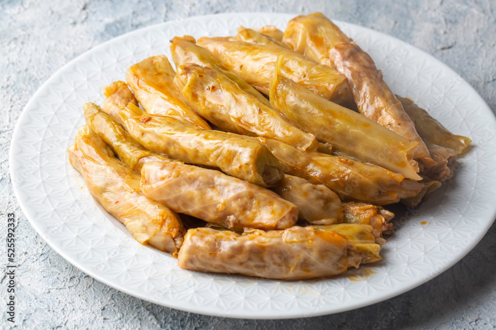 Lahana Sarma, Turkish traditional food,a boiled cabbage leaf that is formed into a roll with a stuffing of rice Lahana Sarma, Turkish traditional food,a boiled cabbage leaf that is formed into a roll with a stuffing of rice