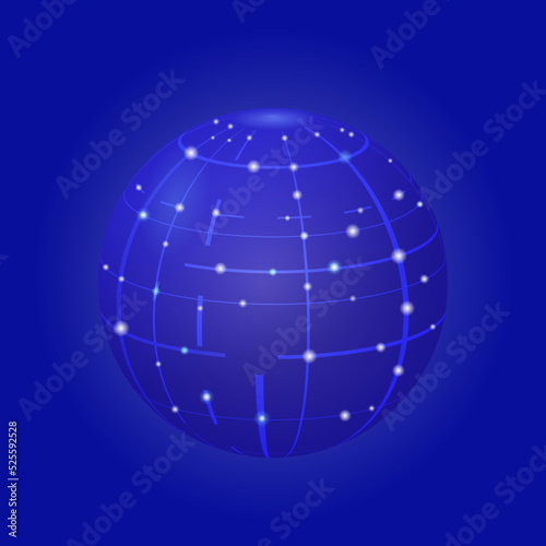 Abstract sphere on blue background