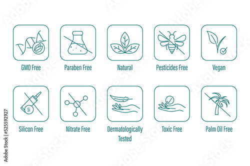 gmo free  paraben free  natural  pesticide free  vegan  silicon  nitrate  toxic  palm oil free  dermatologically tested 