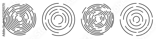 Concentric circles set. Ripple circular shapes. Vector illustration isolated on white background