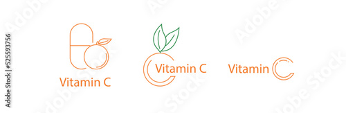 Vitamin c and orange icon vector illustration 