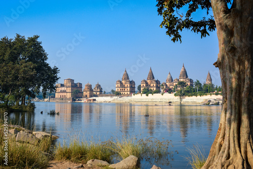 View of Royal cenotaphs of Orchha over Betwa river photo