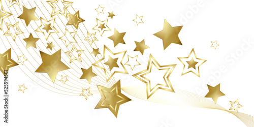 Design Gold stars isolated on a white background - Christmas and celebration banner