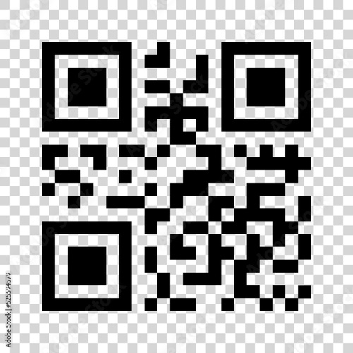 QR code icon. Vector QR code icon isolated on transparent background photo