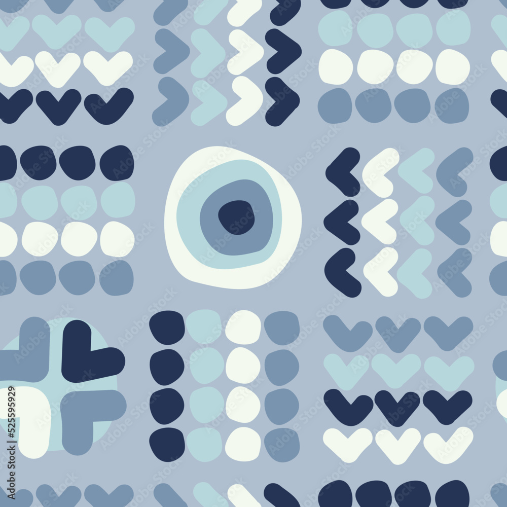 Seamless pattern with hand drawn ornameny in rustic style, as knitting. For wrapping paper, other design projects
