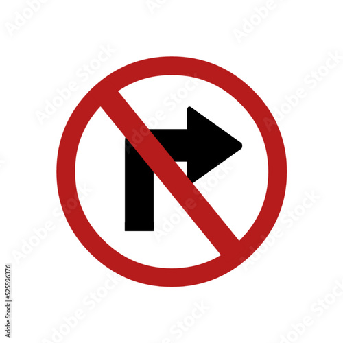 No turn right sign icon PNG royalty free