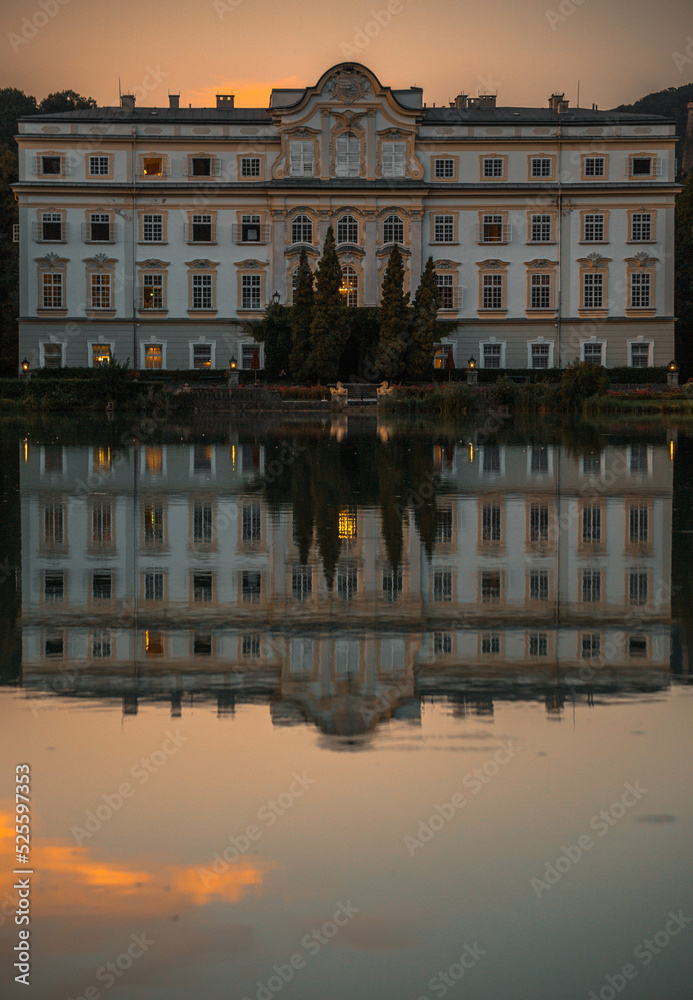 Schloss Leopoldskron in Salzburg Austria. Mirror in the water. Schloss Leopoldskron in Salzburg Austria. Mirror in the water.
