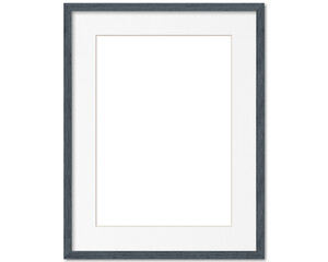 Empty frame. Blank grey mounted large portrait frame transparent