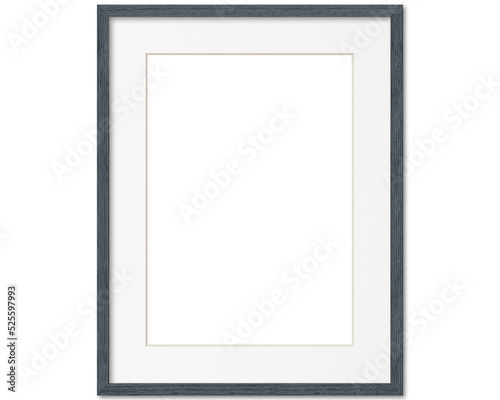 Empty frame. Blank grey mounted large portrait frame transparent