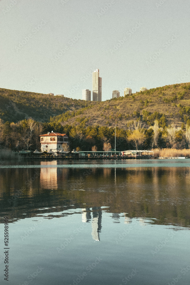 lake landscape with water reflections , eymir gölü, eymir lake, ankara