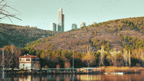 lake landscape with water reflections, eymir gölü, ankara, eymir lake photo