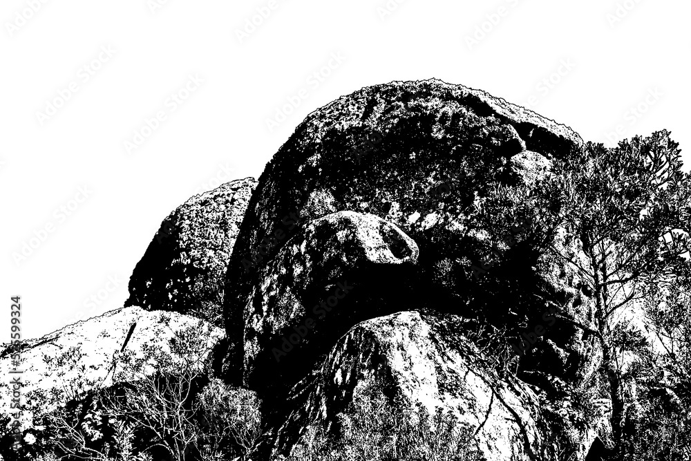 Fototapeta premium Rocky hill landscape isolated graphic