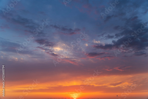 Fototapeta Naklejka Na Ścianę i Meble -  Beautiful bright sunset sky.  Sunset sky background.