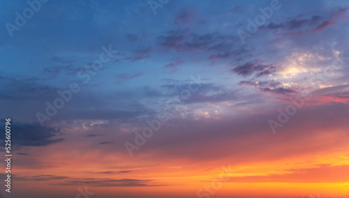 Fototapeta Naklejka Na Ścianę i Meble -  Beautiful bright orange sunset sky.  Sunset sky background.