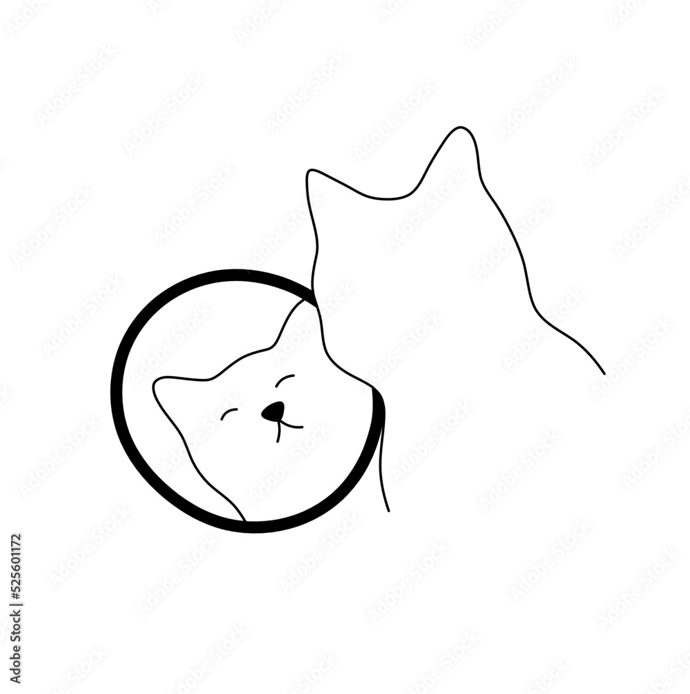 Vector isolated cute cartoon cat looking at its reflection in the mirror colorless black and white contour line easy drawing Stock Vector | Adobe Stock Vector isolated cute cartoon cat looking at its reflection in the mirror colorless black and white contour line easy drawing Stock Vector | Adobe Stock