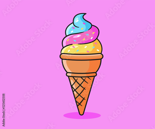 Helado, cono, barquillo, ice cream, postre, ilustración, 