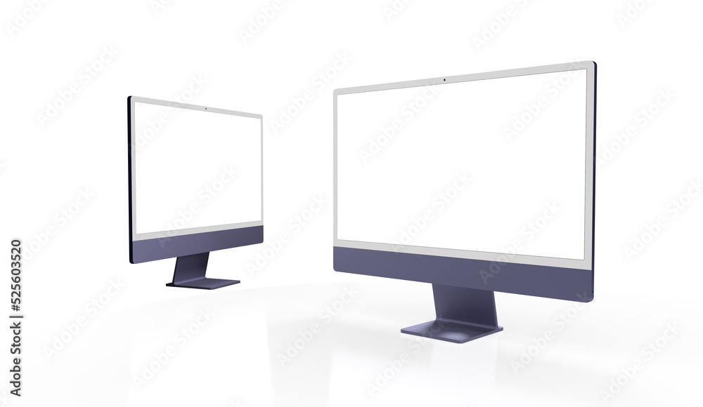 Workspace blank screen desktop computer, Mockup computer Workspace blank screen desktop computer, Mockup computer