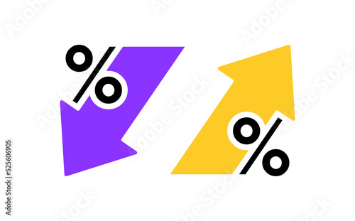Percentage arrow up and down line icon. Percentage arrow with percent sign. Design concept for banking, credit, interest rate, finance and money sphere