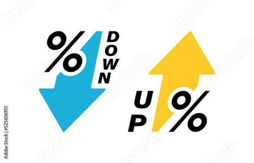 Percentage arrow up and down line icon. Percentage arrow with percent sign. Design concept for banking, credit, interest rate, finance and money sphere