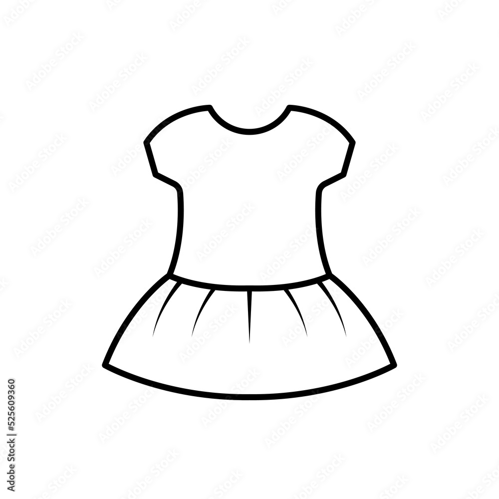 Baby girls dress outline vector icon. EPS 10...... Short sleeve. Kids Fashion... Knit dress symbol. Newborn wear sign.. Trendy girl clothes thin line. Isolated illustration on white. App, dev, web, ui Baby girls dress outline vector icon. EPS 10...... Short sleeve. Kids Fashion... Knit dress symbol. Newborn wear sign.. Trendy girl clothes thin line. Isolated illustration on white. App, dev, web, ui