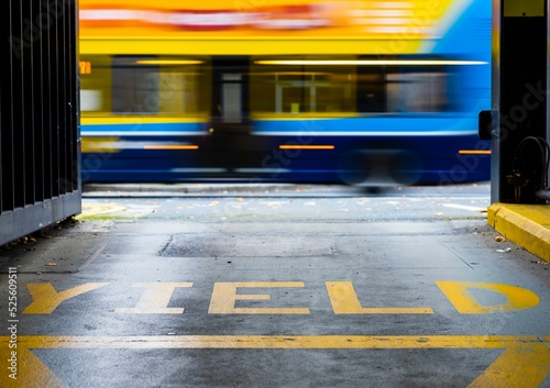 Photography Blurred Yellow-Blue Dublin Bus