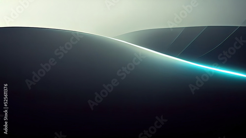 Black abstract shape with a blue neon. 4K background. High definition minimal wallpaper.