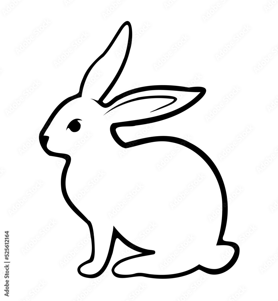 Bunny illustration. Black and white cute animal illustration. Bunny illustration. Black and white cute animal illustration.