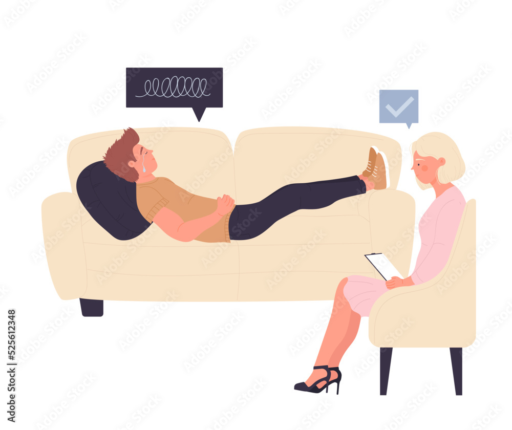 Therapist session for mental disorder. Psychiatric counsel programma vector illustration Therapist session for mental disorder. Psychiatric counsel programma vector illustration