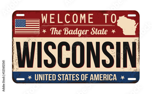 Welcome to Wisconsin vintage rusty license plate