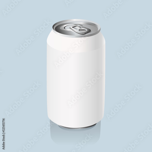 Metal can, aluminum container  designed for carbonated soft drink, alcoholic drink, fruit juice, tea, herbal tea, energy drinks. Realistic aluminum can. Mockup. Vector illustration