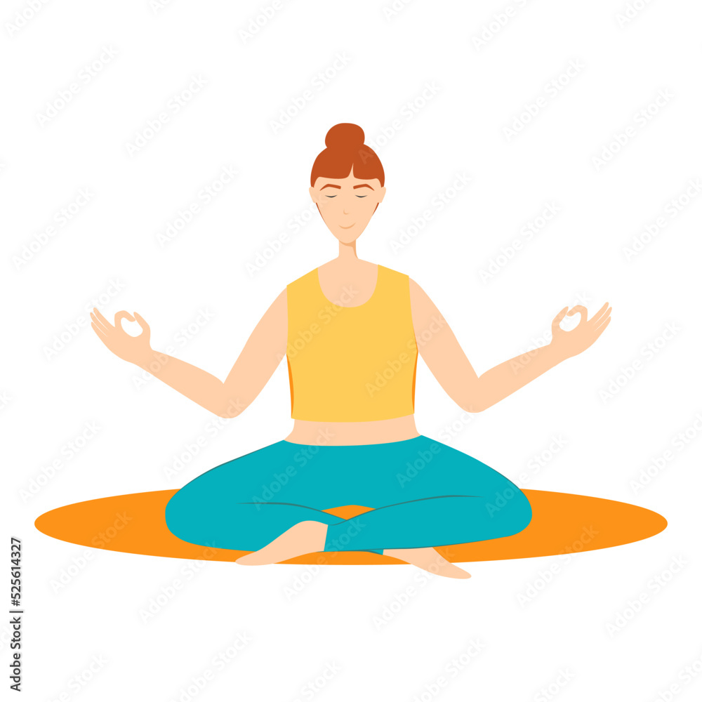Young woman in yoga pose vector flat illustration Young woman in yoga pose vector flat illustration