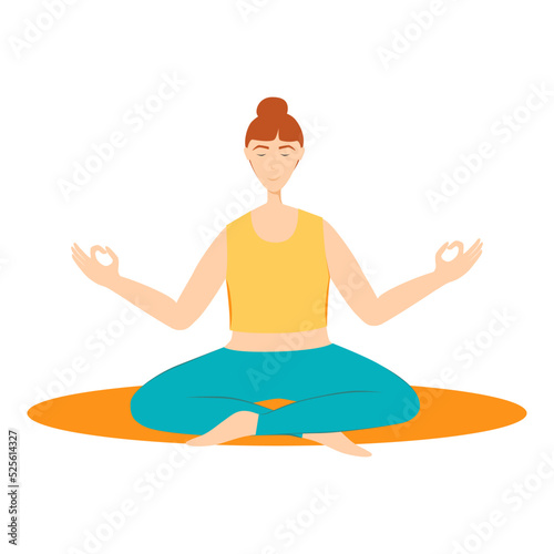Young woman in yoga pose vector flat illustration © Маргарита Помазанова