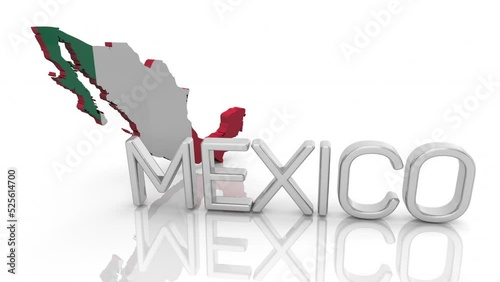 Mexico Country Name Map Flag Bandera Background 3d Animation photo