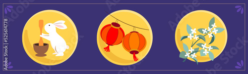 Chinese Mid-autumn moon festival elements set