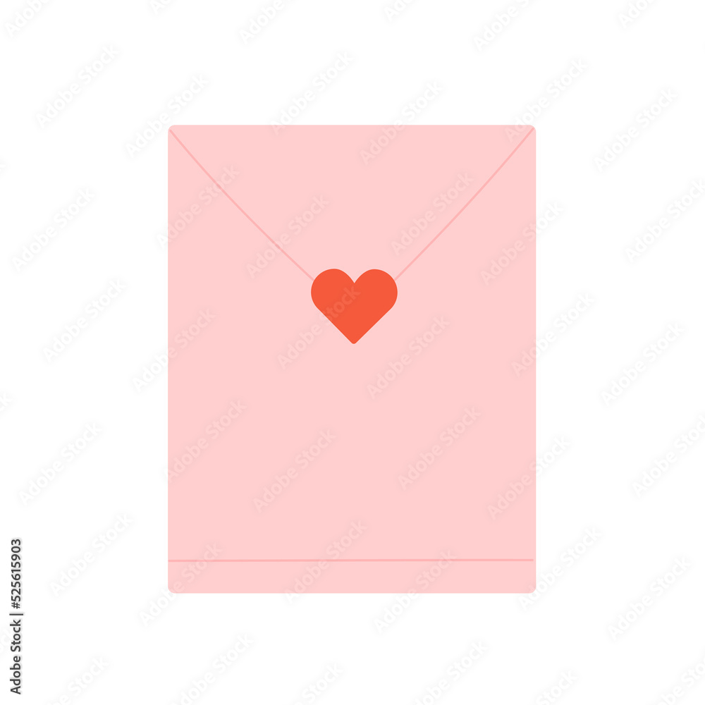 Love celebrating letter. Romantic declaration, romance envelope message vector illustration