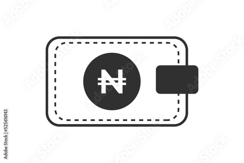 Wallet with Nigerian Naira Money Illustration. Nigeria currency icon isolated on white. Nigerian Naira symbol NGN