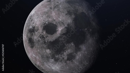 Ultra Realistic Moon is slowly rotating around its axis. 3d illustration photo