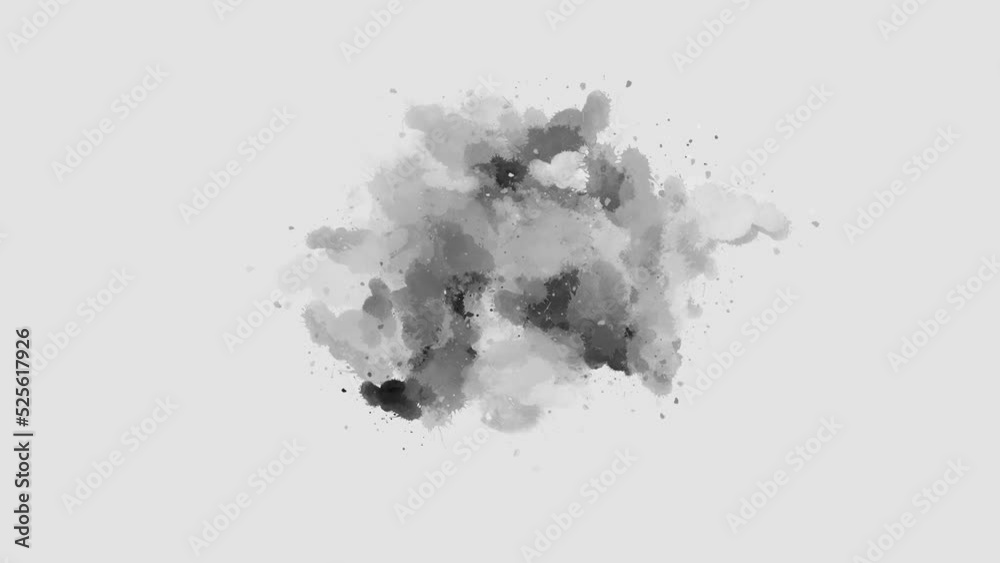 ink splatter transition effect animation. ink splatter compositing, watercolor transition, ink wet brush stroke, fluid art background, overlay, alpha matte composition.	