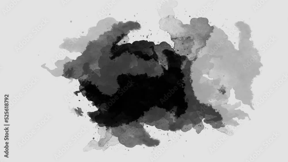 Black ink drop slow motion transition. ink splatter compositing, watercolor transition, ink wet brush stroke, fluid art background, overlay, alpha matte composition.	