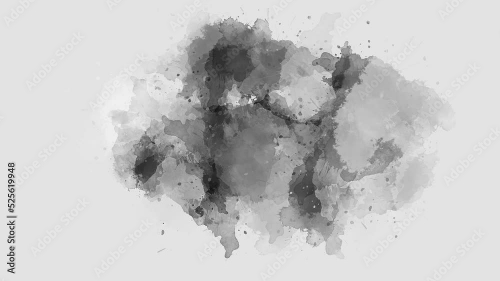 Abstract ink splatter transition. ink splatter compositing, watercolor transition, ink wet brush stroke, fluid art background, overlay, alpha matte composition.	