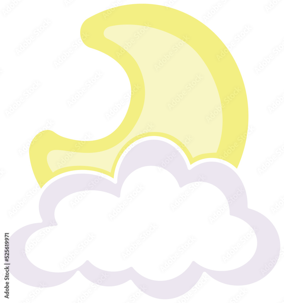 Moon in a cloud, celestial body crescent - vector full color picture. month in the cloud Moon in a cloud, celestial body crescent - vector full color picture. month in the cloud