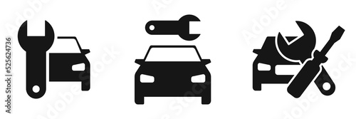 Detailed car repair vector sign. Automobile and wrench and screwdriver icon. Logo design for car service, auto repair shop, garage and auto tools shop